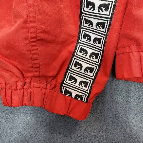 OBEY Worldwide Mens Jacket Large Red Windbreaker Hooded Outdoor Hiking Gorpcore - Picture 13 of 16